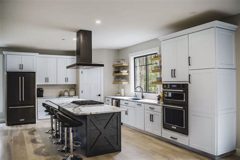 black and stainless steel with white cabinets|black kitchen with white cabinets.